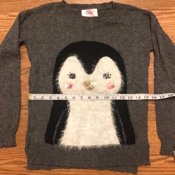 Justice Gray Penguin Sequin Sweater - Picture 4 of 5